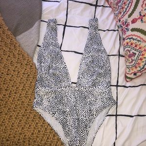 Zaful swim one piece black & white dot print